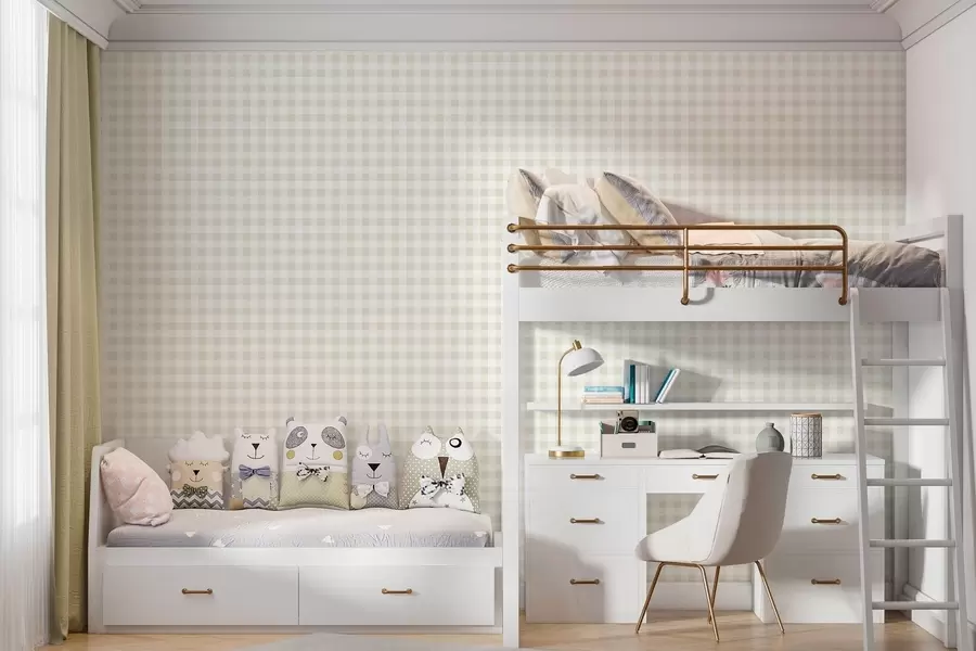 wall murals Delicate checkered pattern in soft tones w00375v2