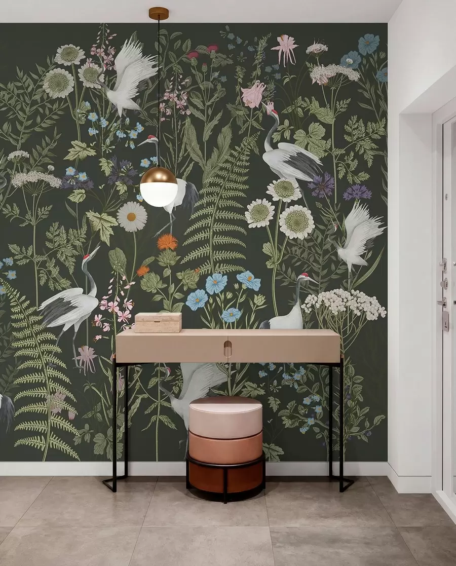 wall murals Meadow Botanicals on Charcoal w00380v2