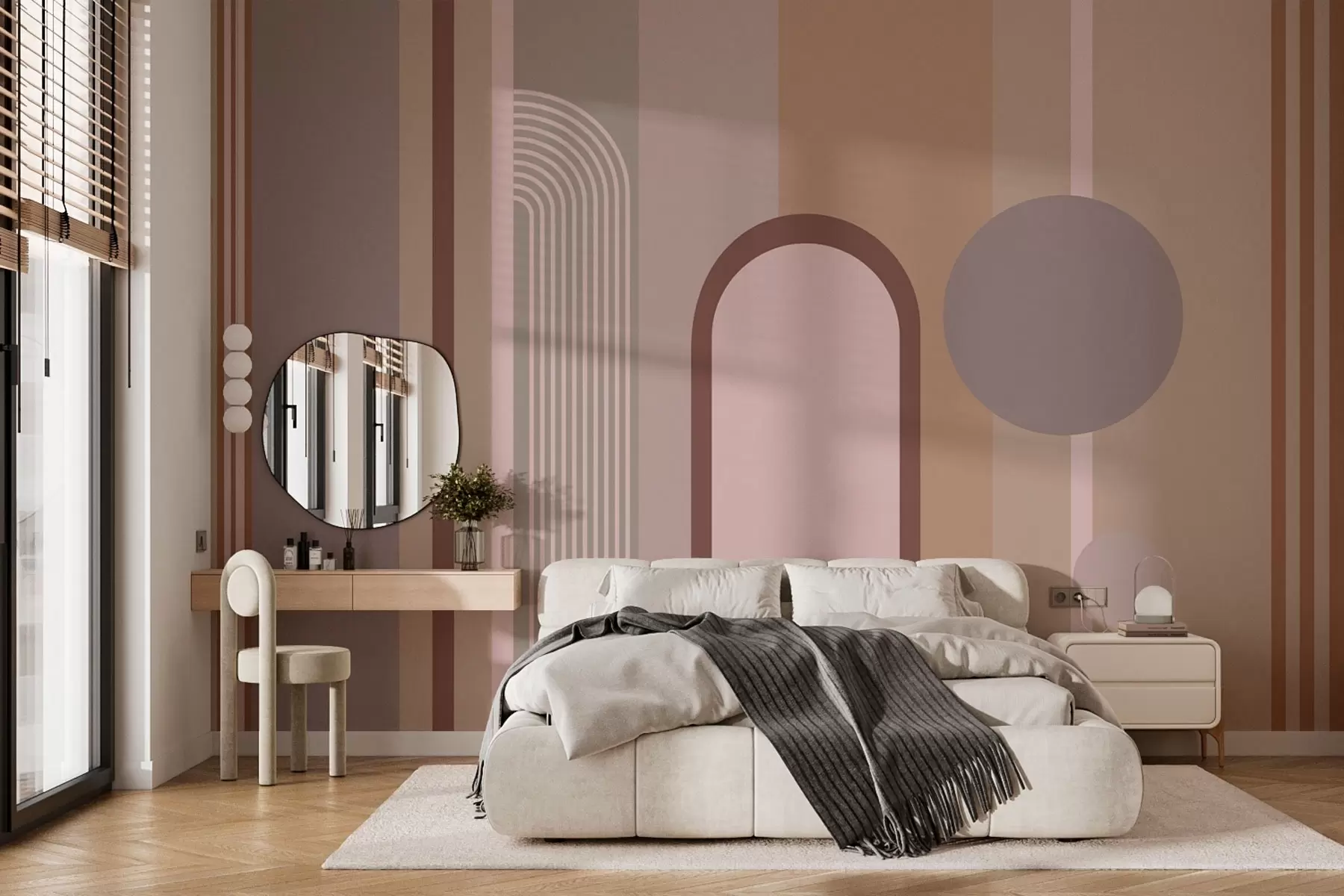 wall murals Abstract geometric design in soft tones w00466