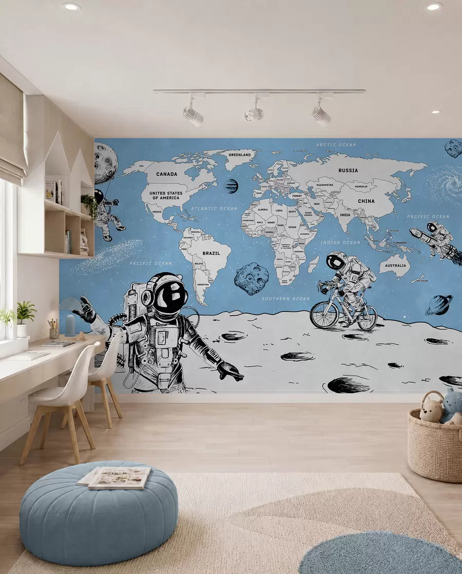 wall murals Astronauts explore a whimsical universe w00473