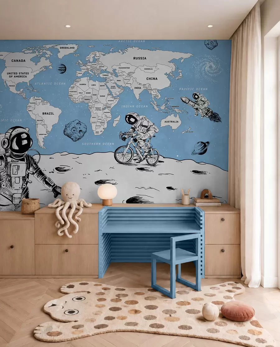 wall murals Astronauts explore a whimsical universe w00473