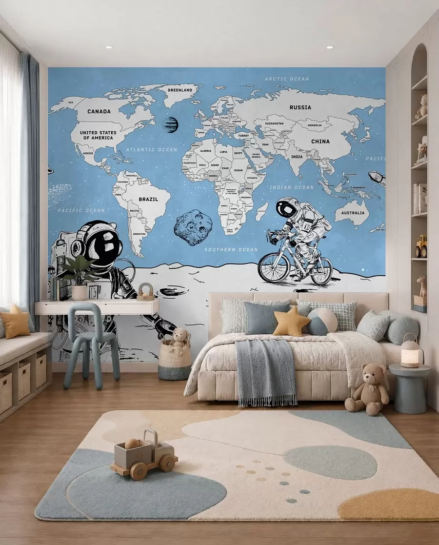 wall murals Astronauts explore a whimsical universe w00473