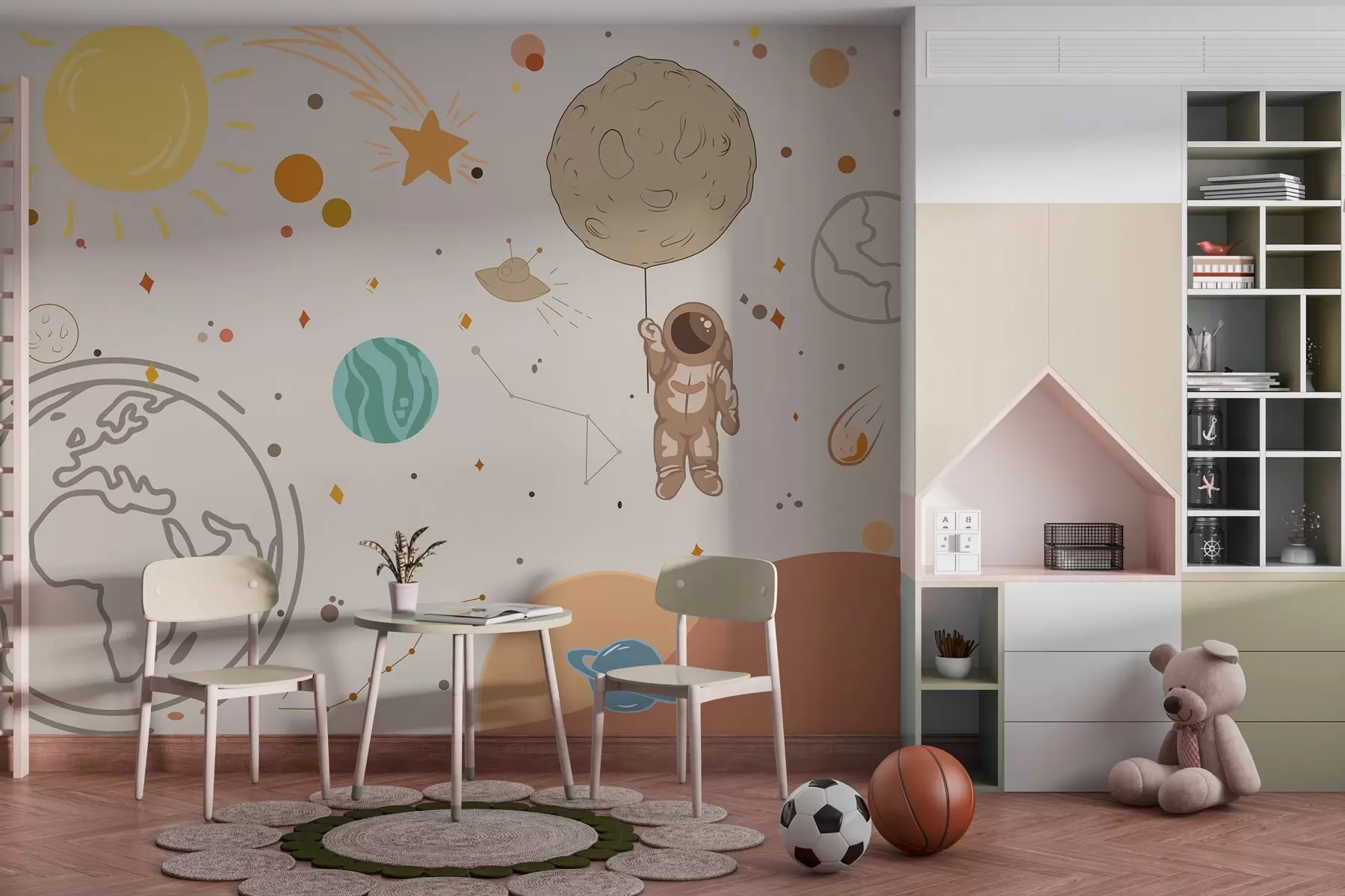 wall murals Astronaut exploring a colorful universe w00743