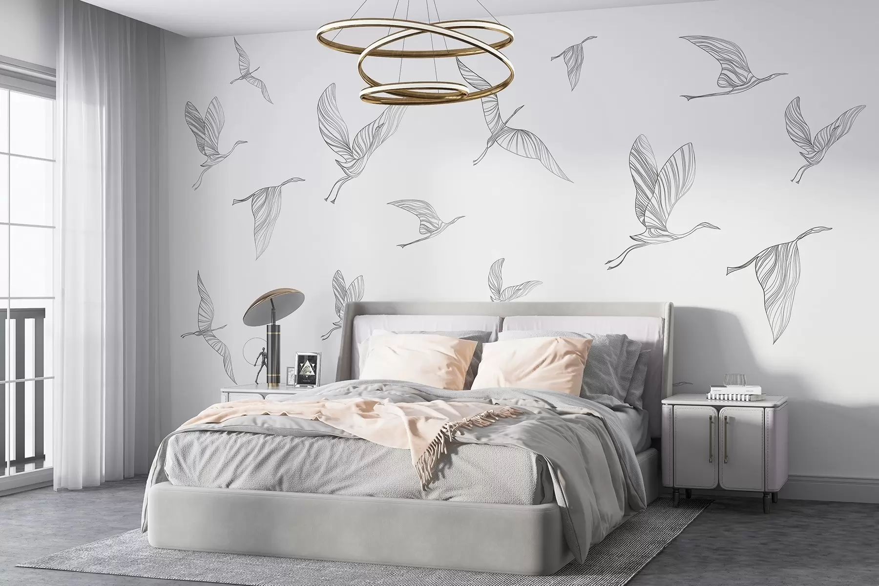 wall murals Elegant birds soaring through the sky w00758