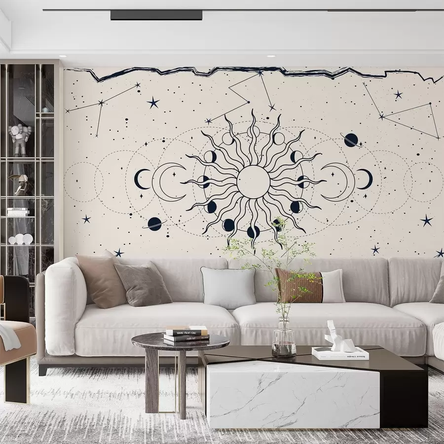 wall murals Cosmic patterns of sun and moon w00824