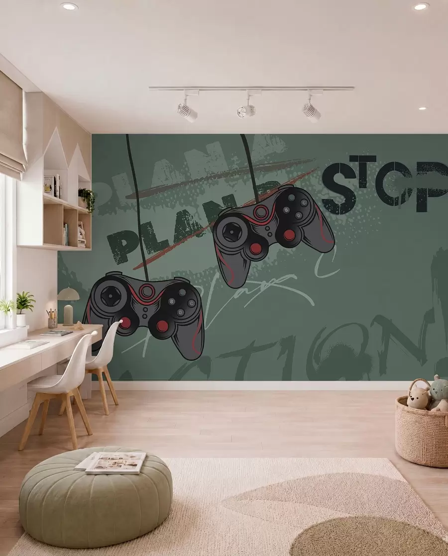 wall murals Game On in Green w00829v2