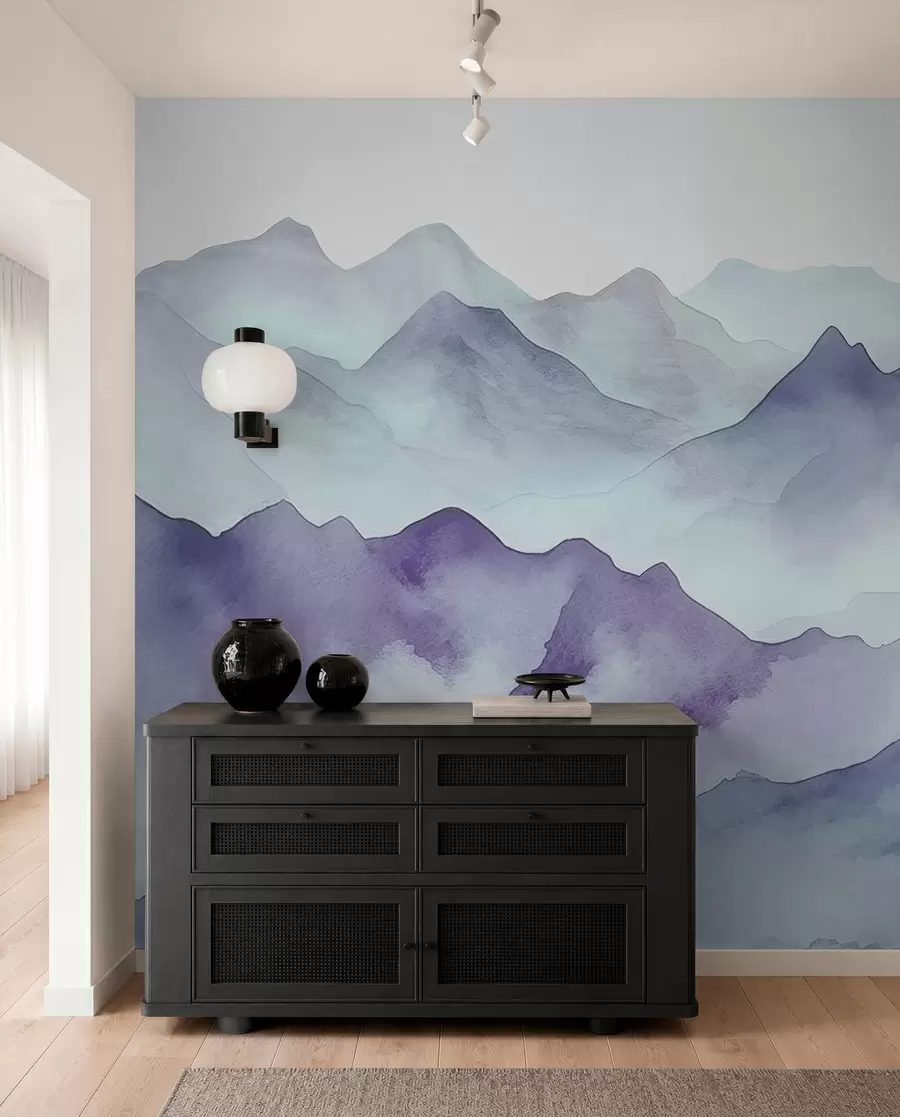 wall murals Misty mountains in soft hues w00841v1