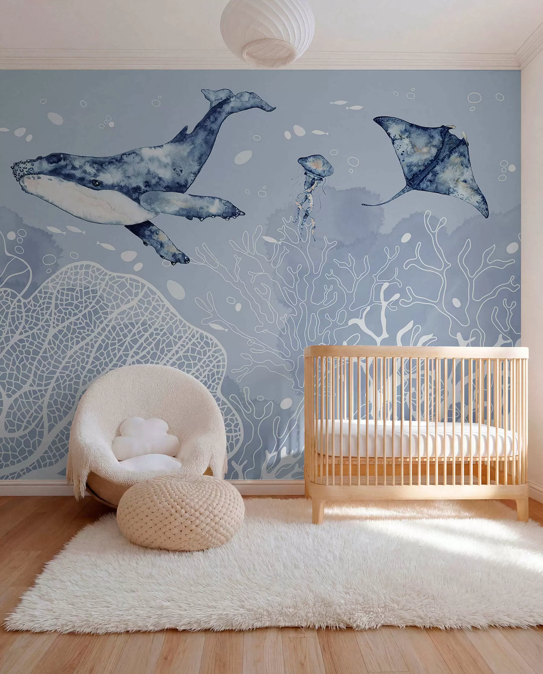 wall murals Whale above White Coral w00848