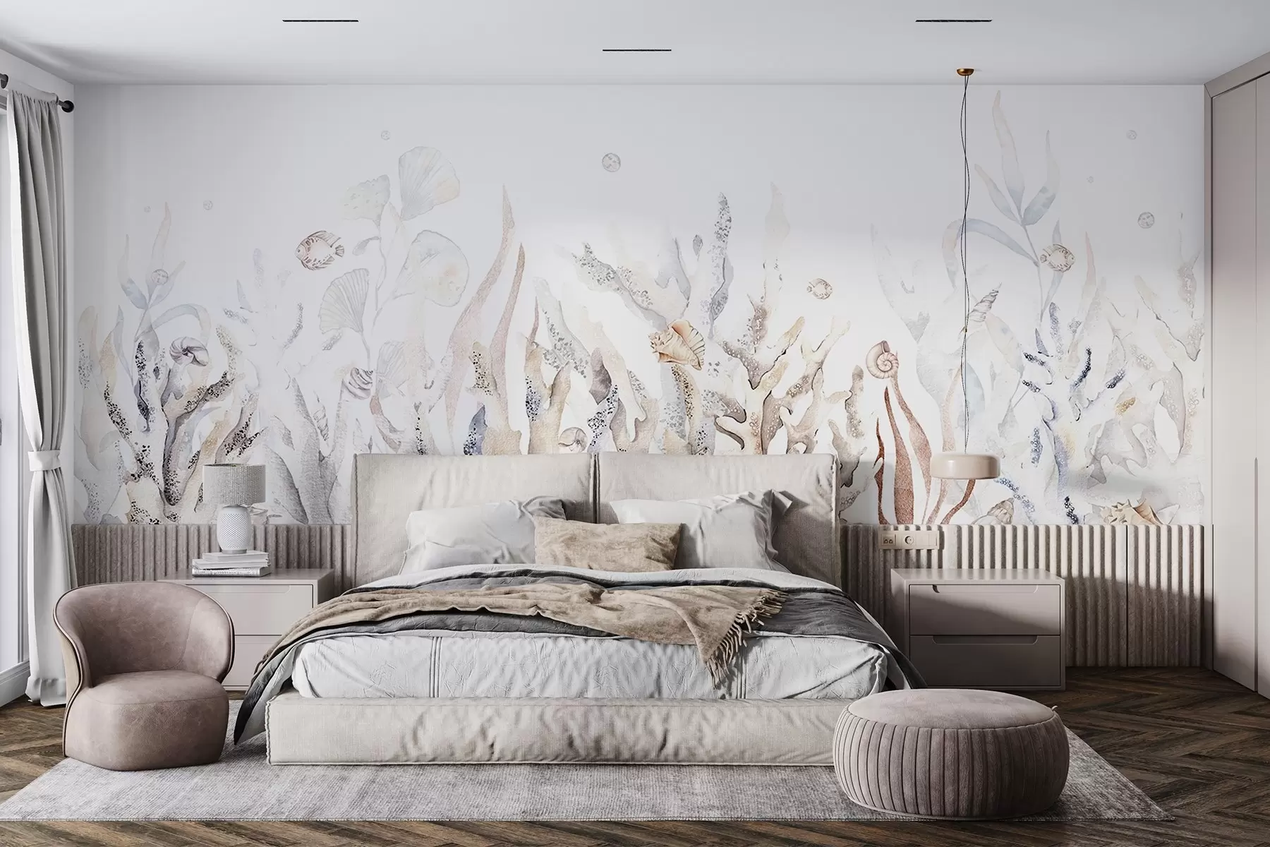 wall murals Underwater serenity in soft hues w00881