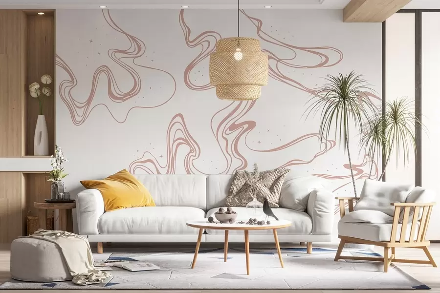 wall murals Elegant swirls on a white canvas w00929