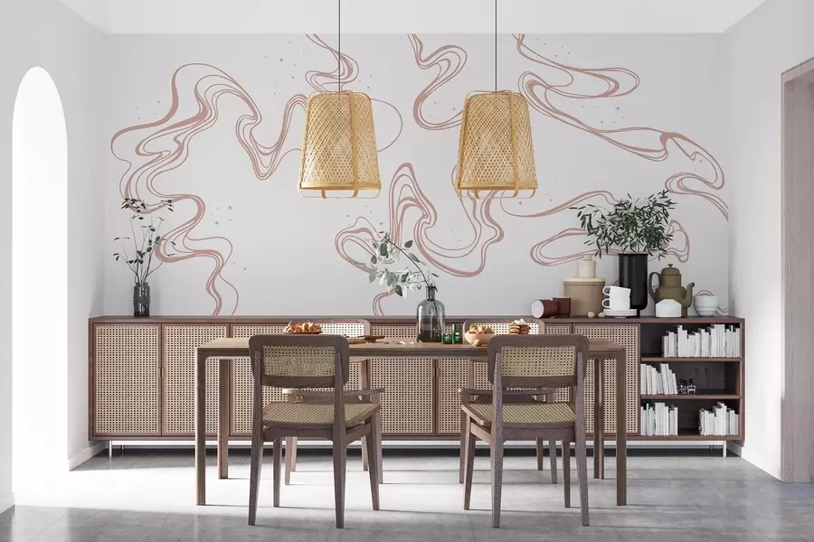 wall murals Elegant swirls on a white canvas w00929