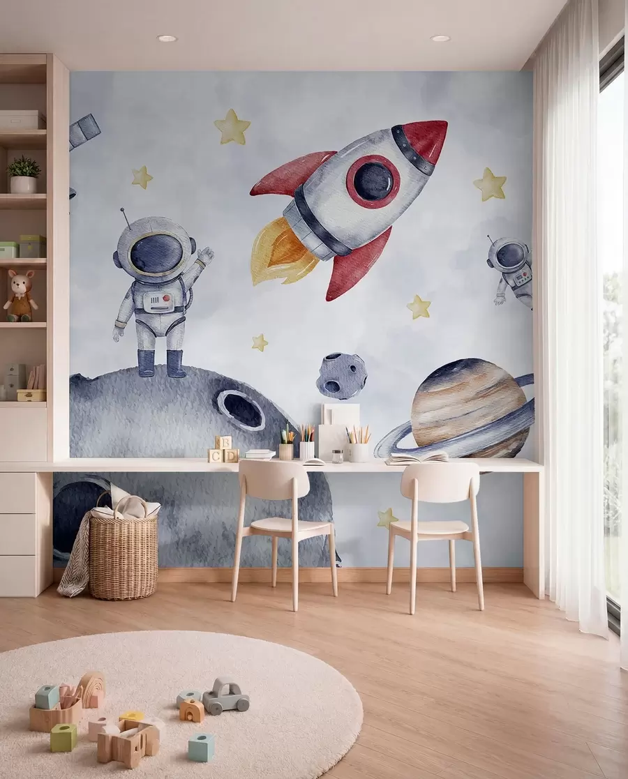 wall murals Little Astronauts Take Flight w01461