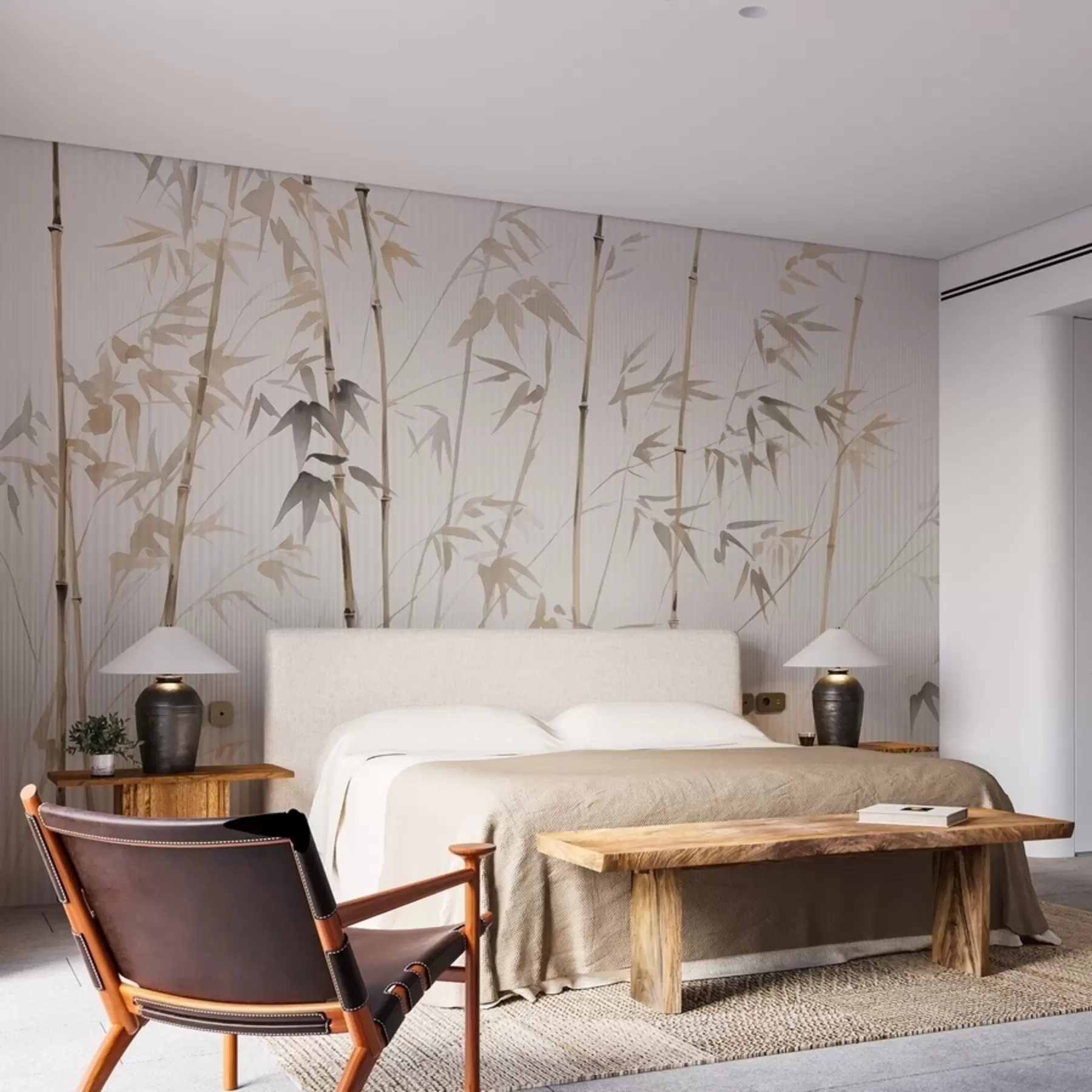wall murals Watercolor bamboo w08390