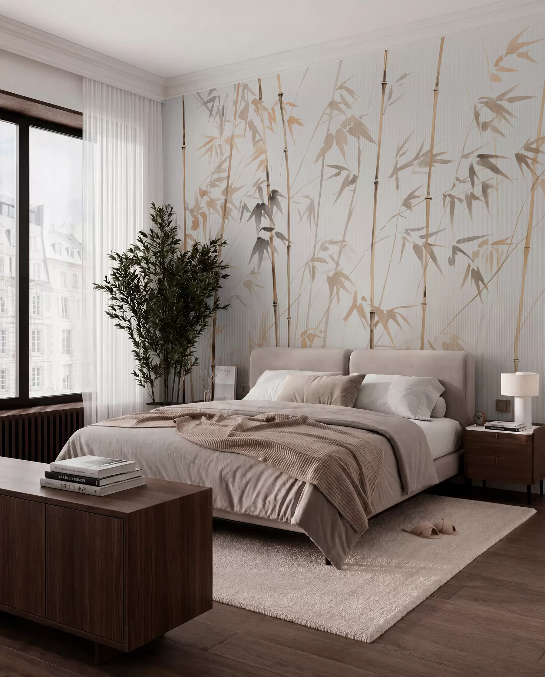 wall murals Bamboo in Warm Ink w08390