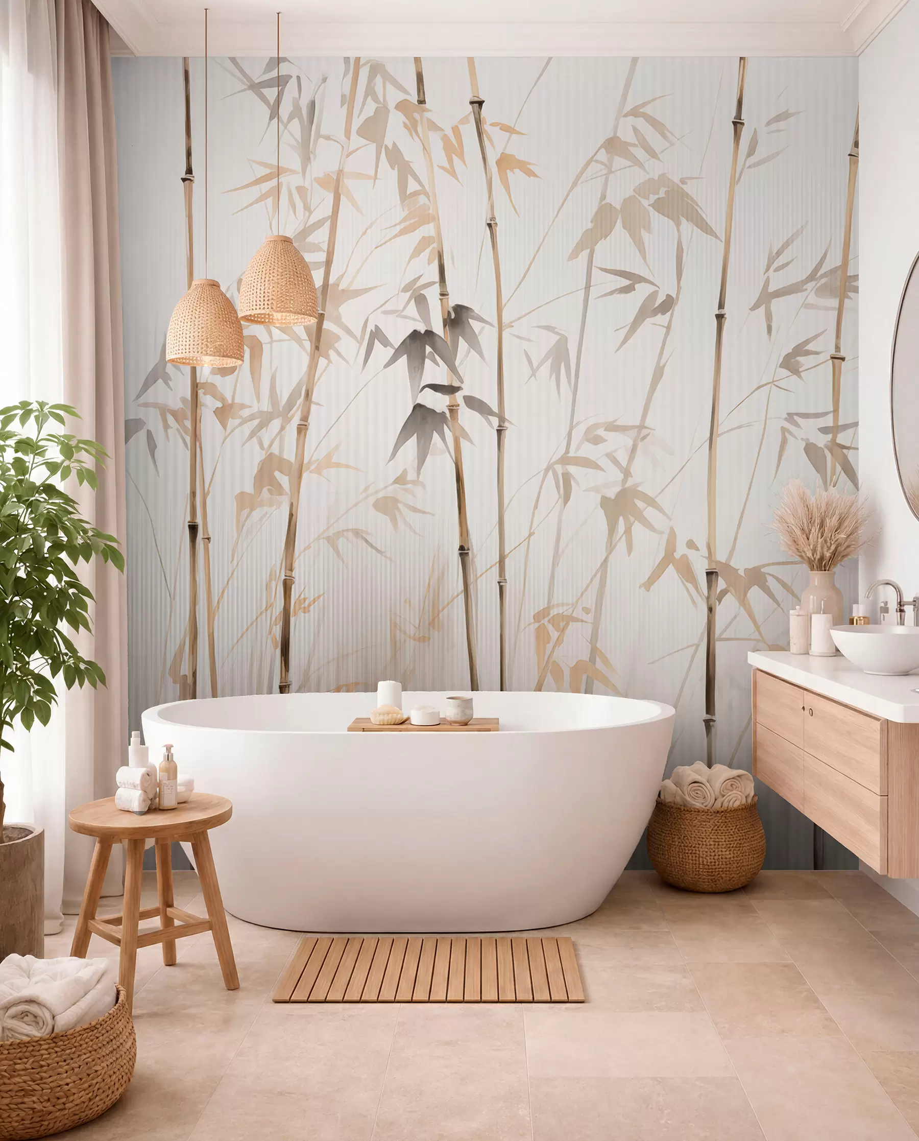 wall murals Bamboo in Warm Ink w08390