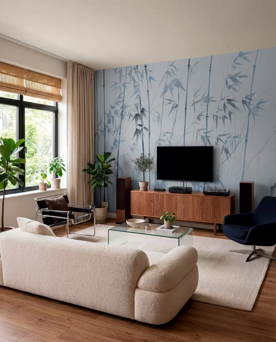 wall murals Watercolor bamboo w08390v1