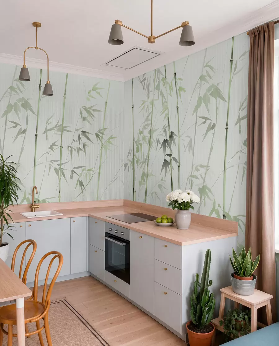 wall murals Watercolor bamboo w08390v2