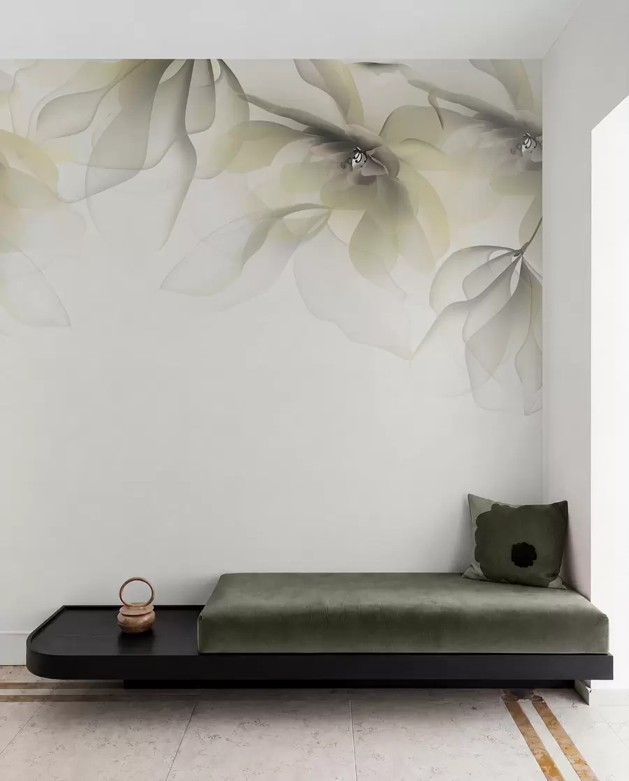 wall murals yellow translucent large flowers on top w02093v1