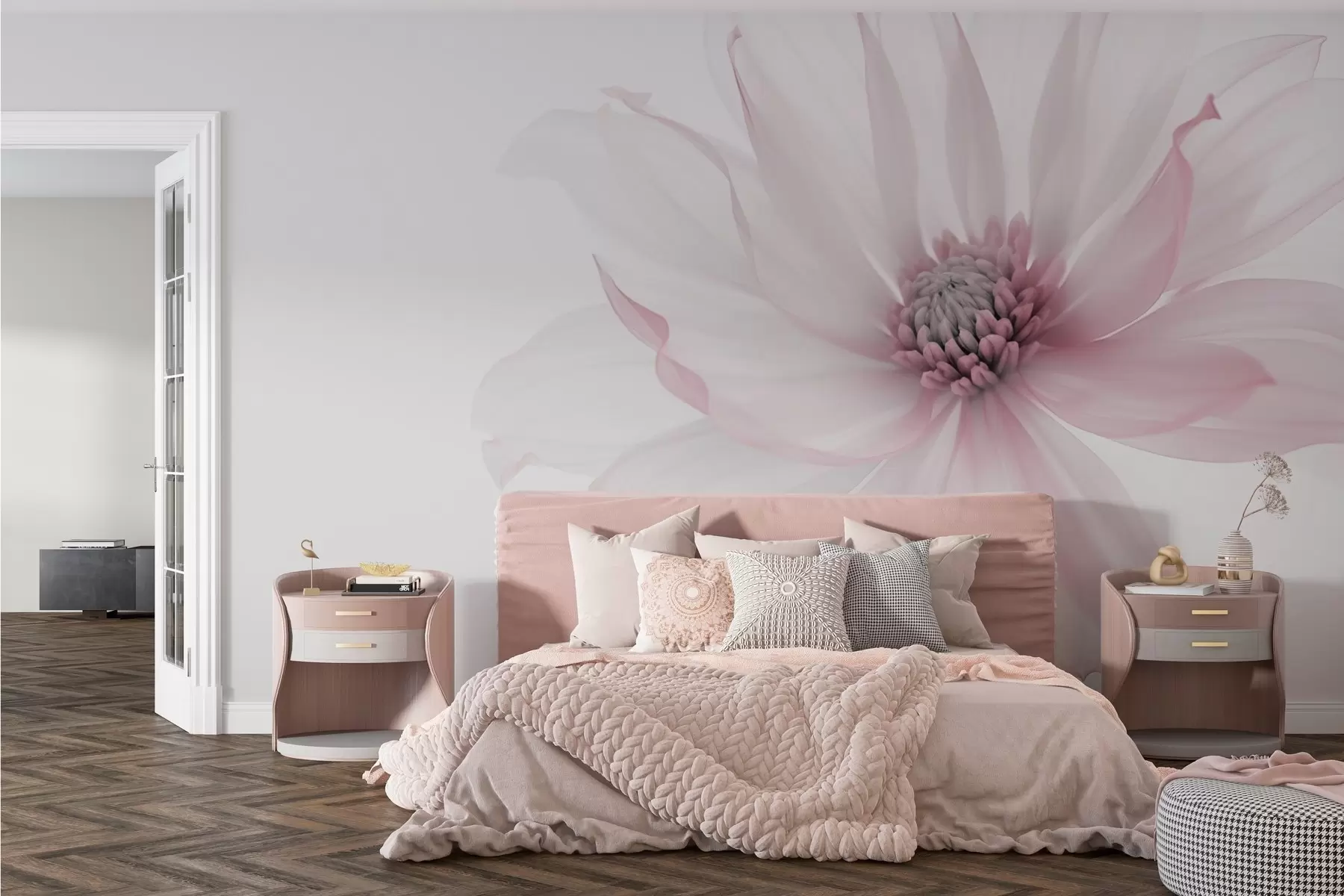 wall murals Delicate pink flower on light background w02077v2