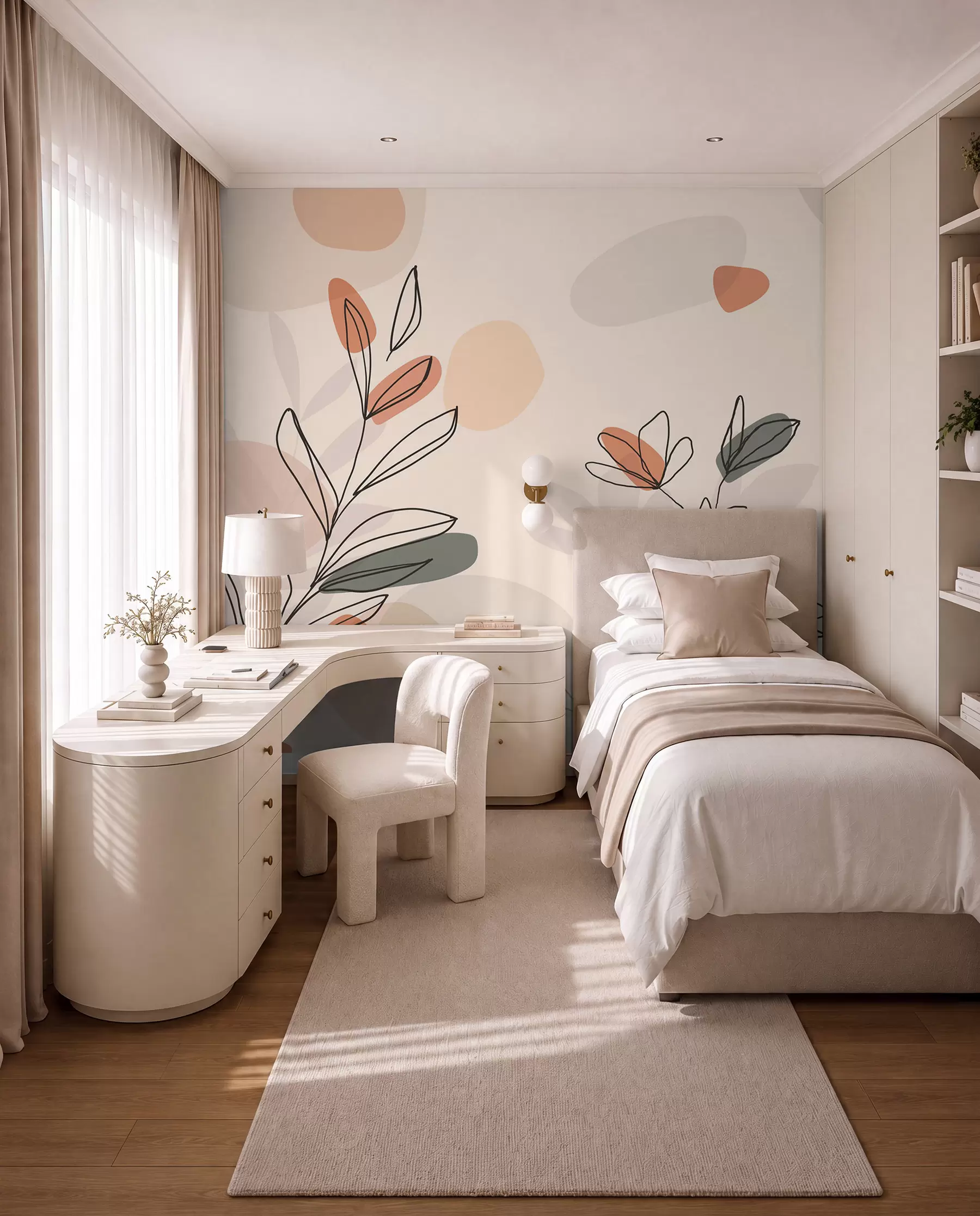 wall murals Meadow Stems in Line Art w02103