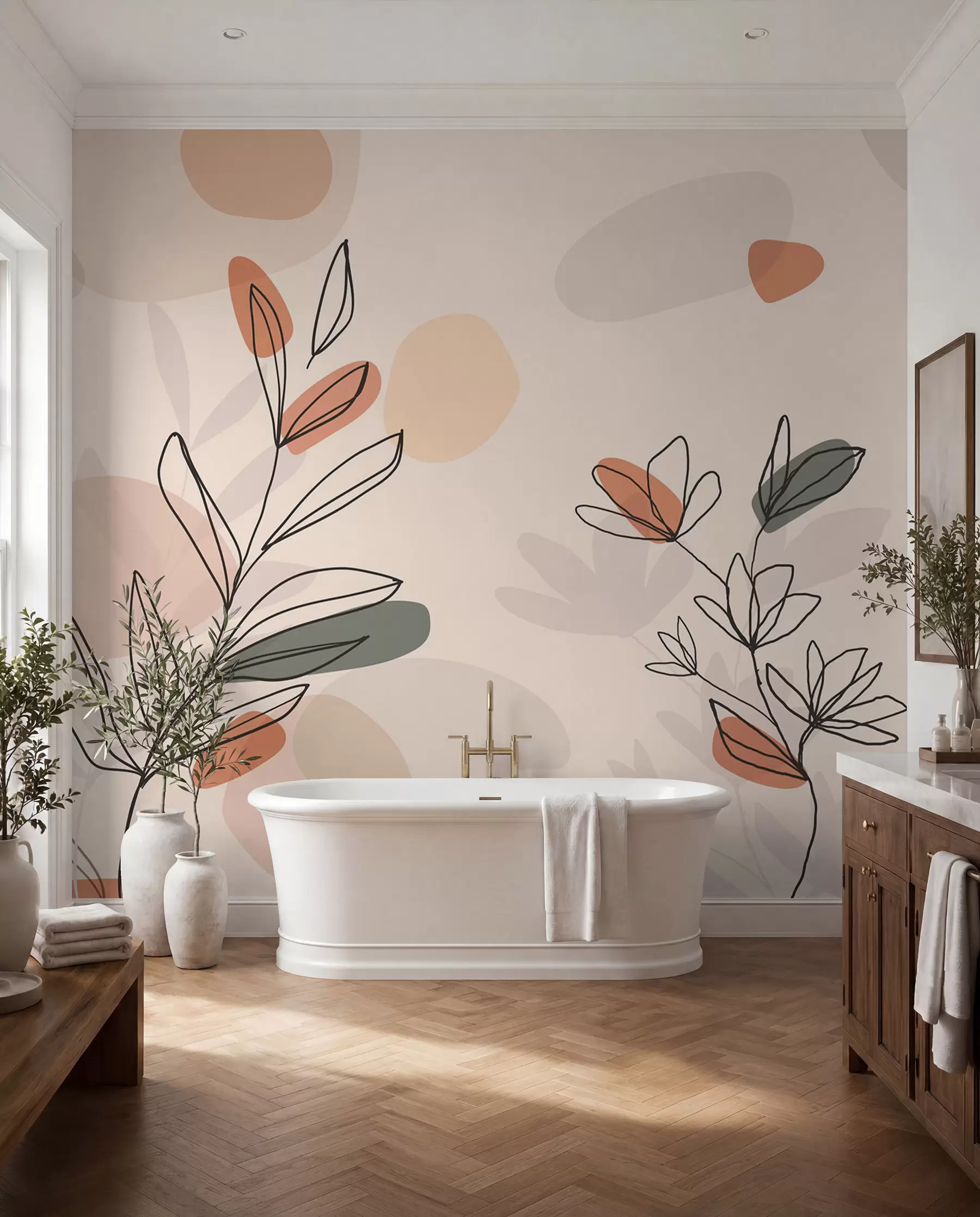 wall murals Meadow Stems in Line Art w02103