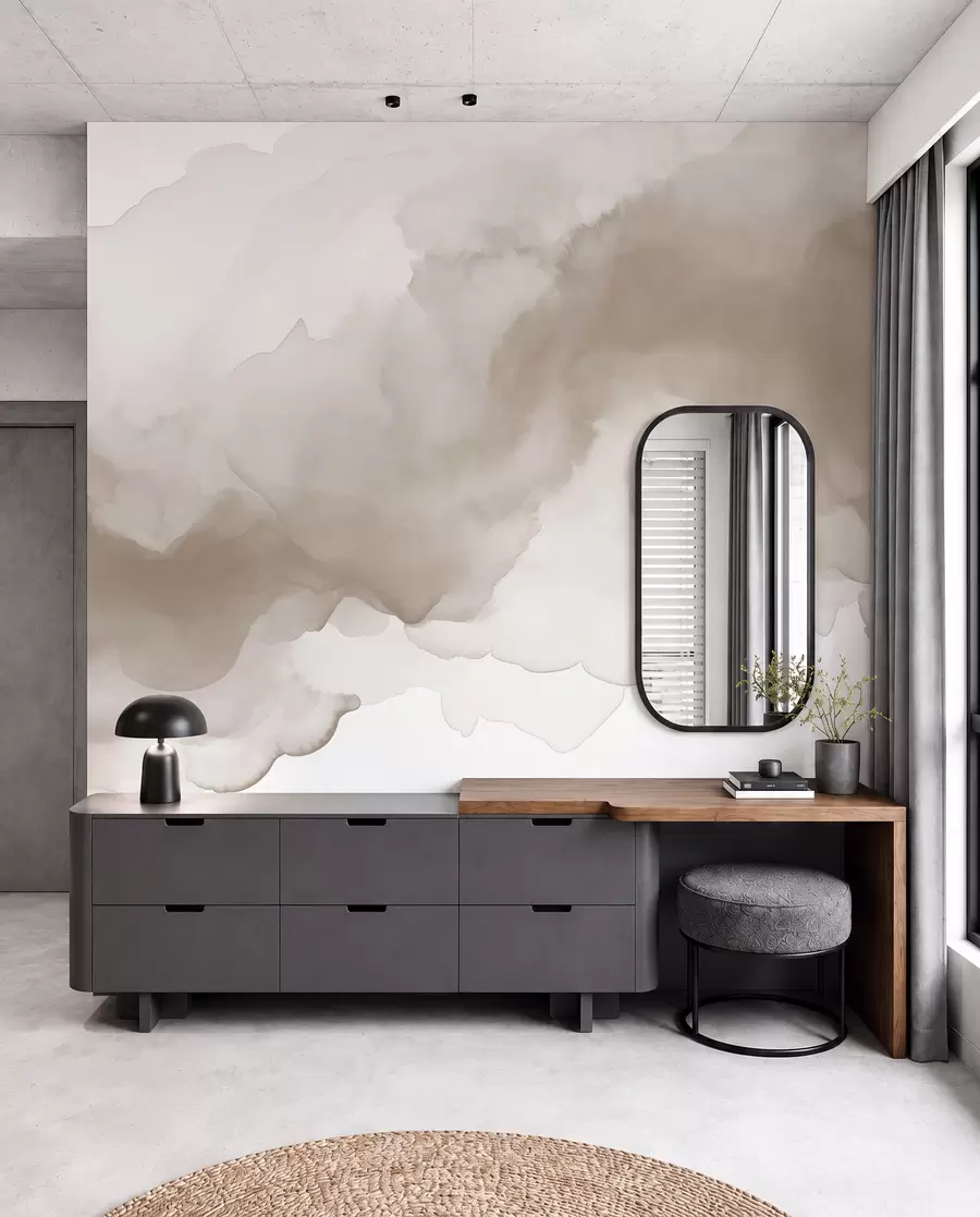wall murals Taupe Watercolour Drift w02114v1