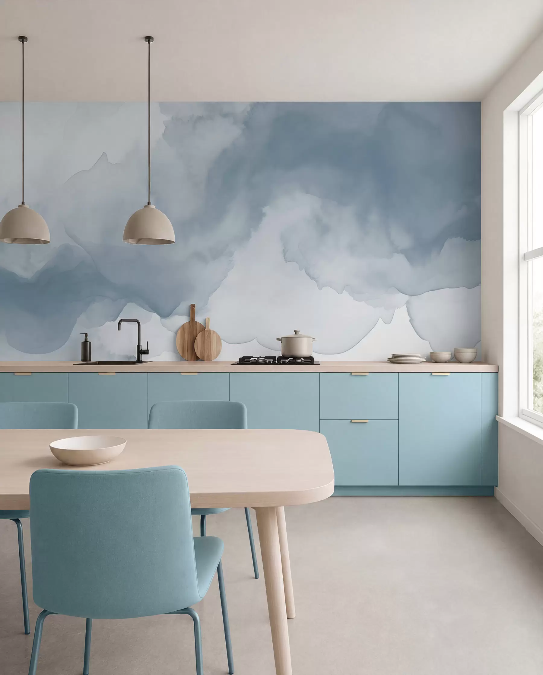 wall murals Blue Watercolour Drift w02114v2