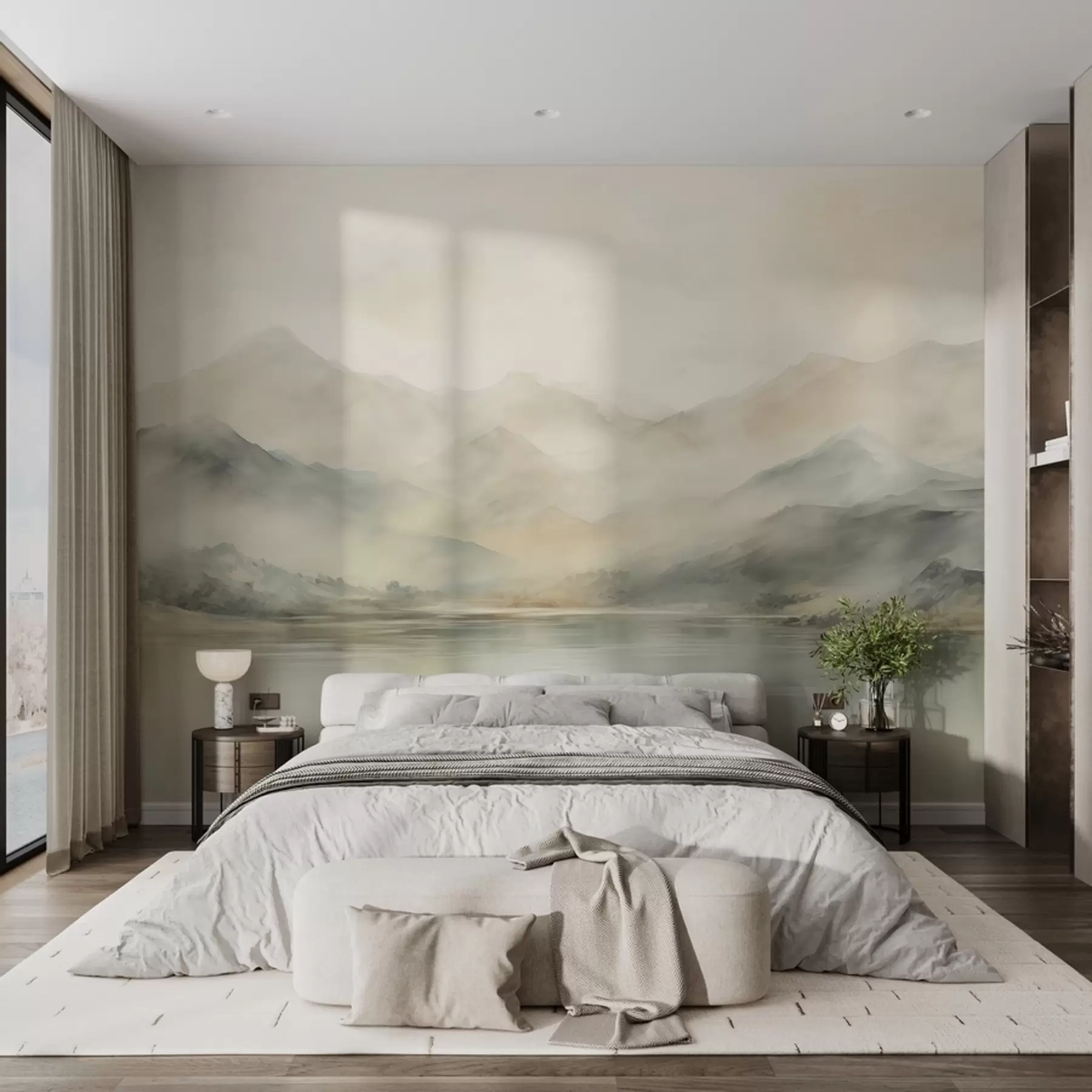 wall murals Painted watercolor mountain landscape w02115