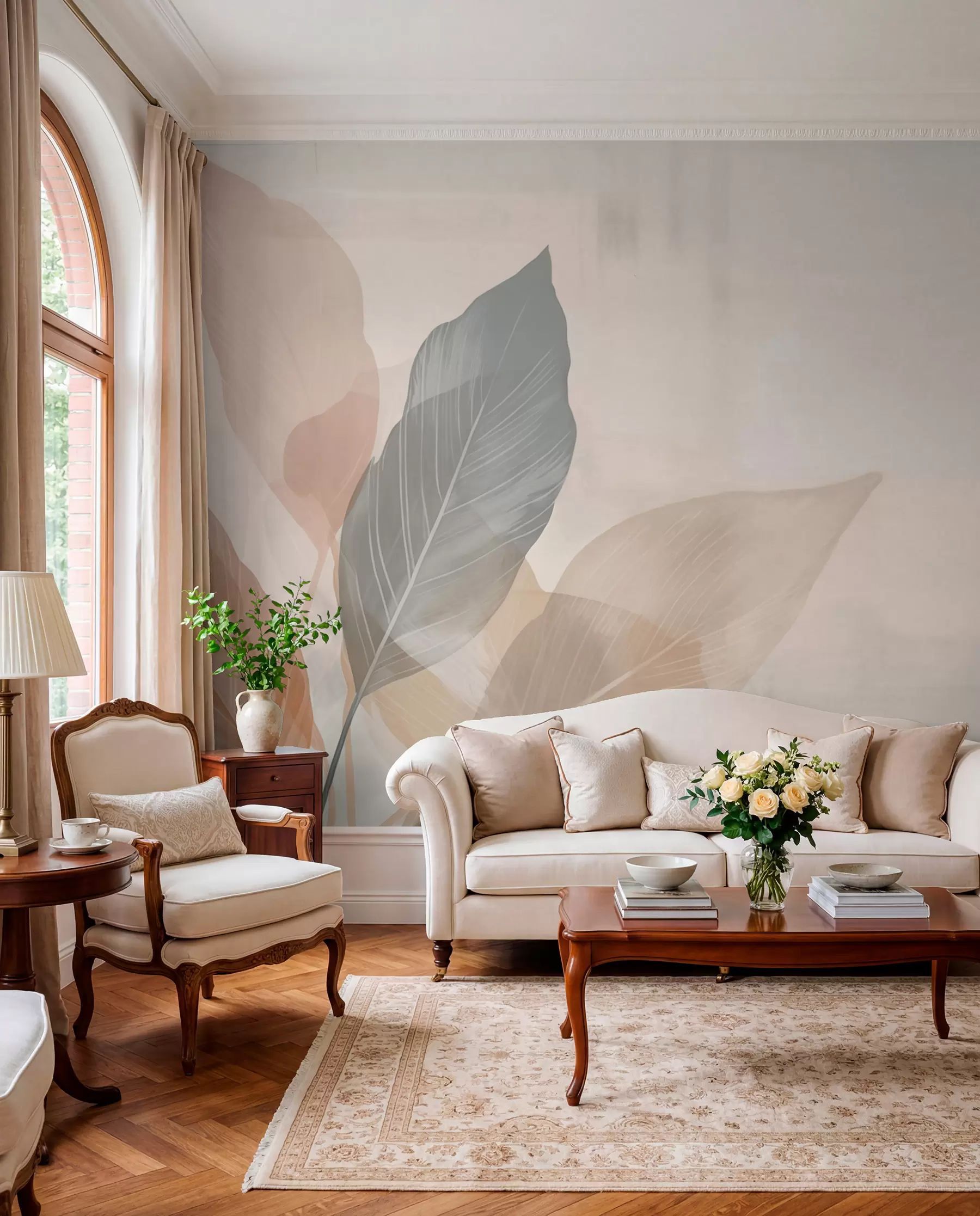 wall murals Muted Leaf Silhouettes w02190