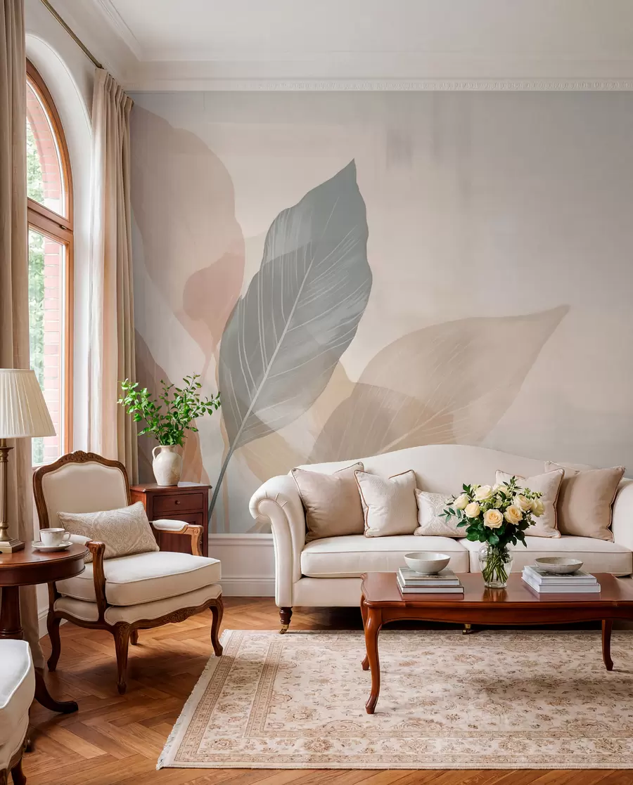 wall murals Retro leaves w02190