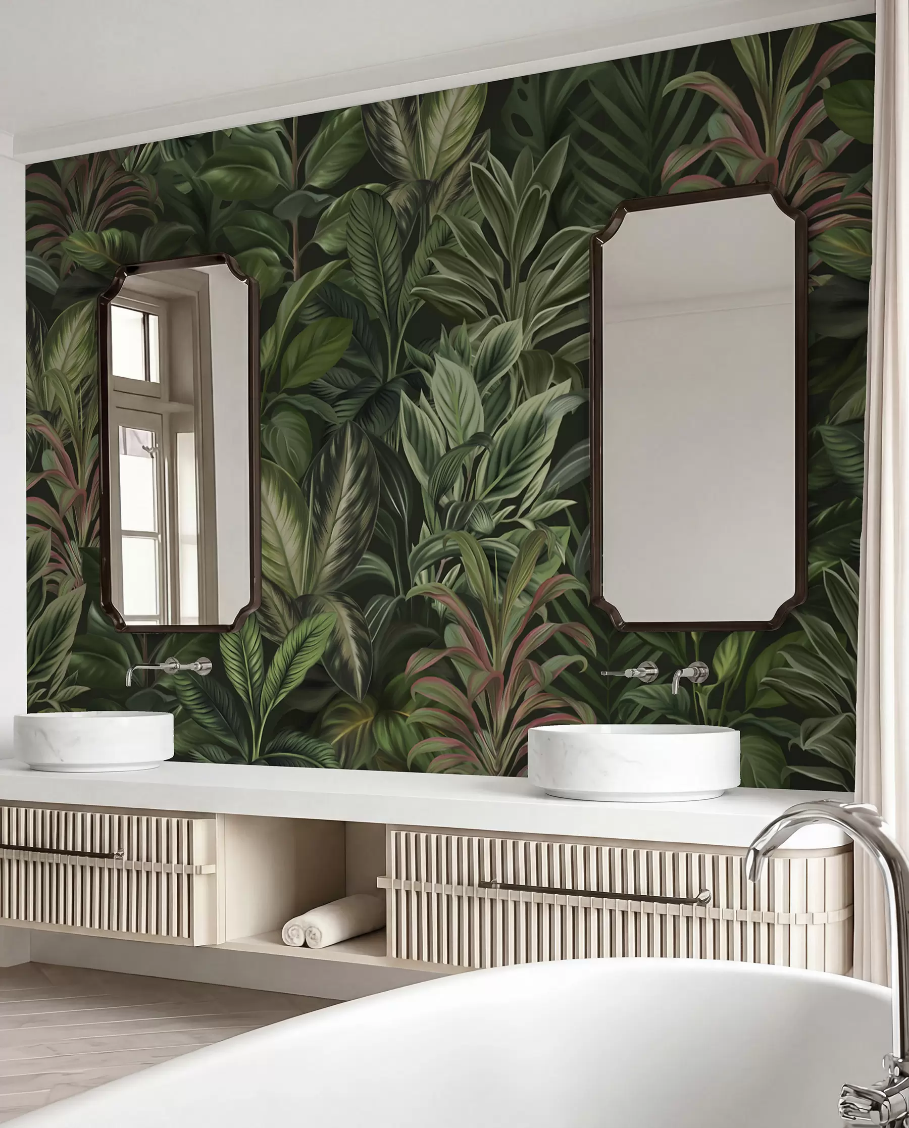 wall murals Thick green tropical foliage w02126
