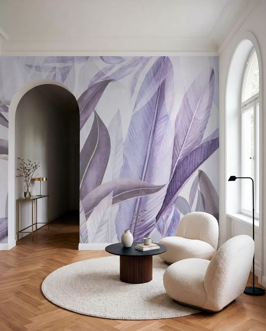 wall murals Elegant leaves in soft hues u94302v2