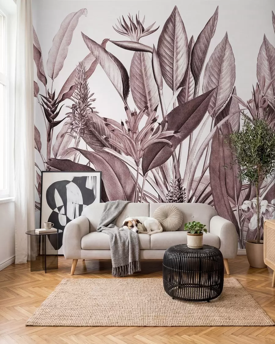 wall murals Ink Jungle in Rose u96833v1