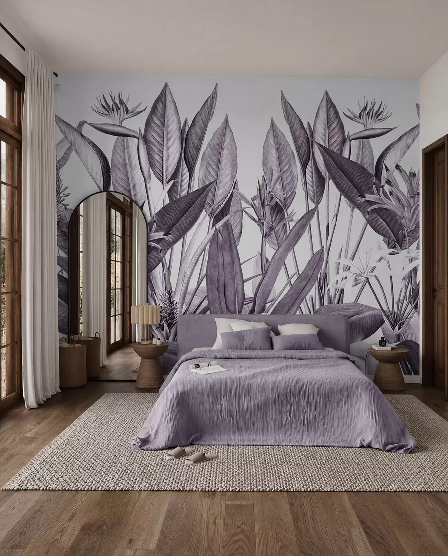 wall murals Tropical foliage in monochrome hues u96833v5