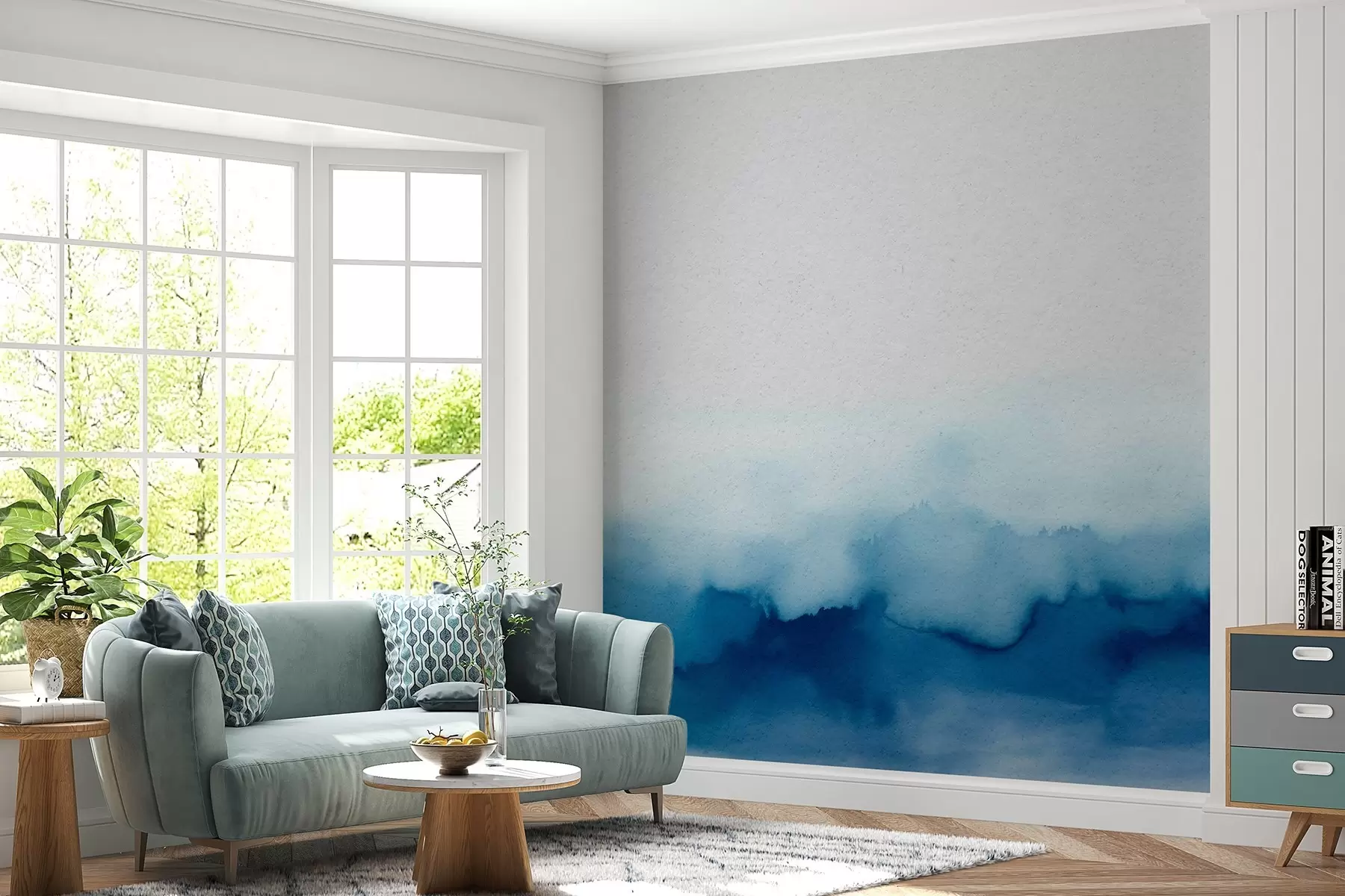 wall murals Serene blue hues blend seamlessly together u97859
