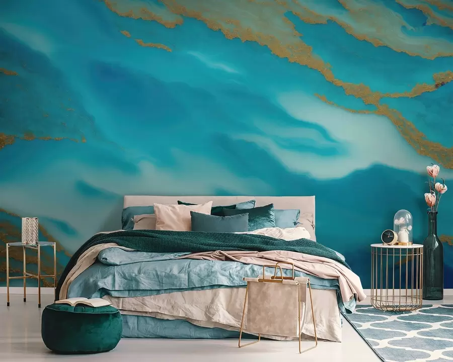 wall murals Serene waves of blue and beige u94110