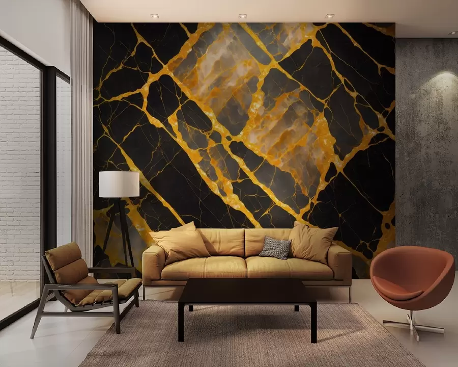wall murals Striking contrast of black and orange u94111