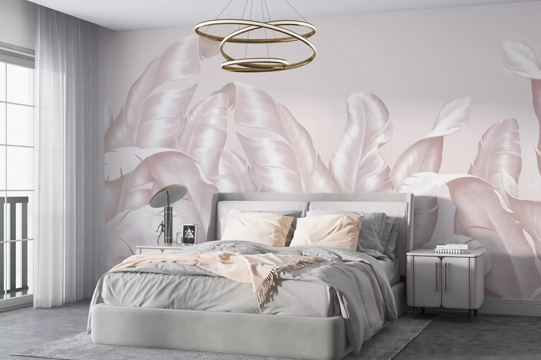 wall murals Elegant leaves in soft hues w00019v4