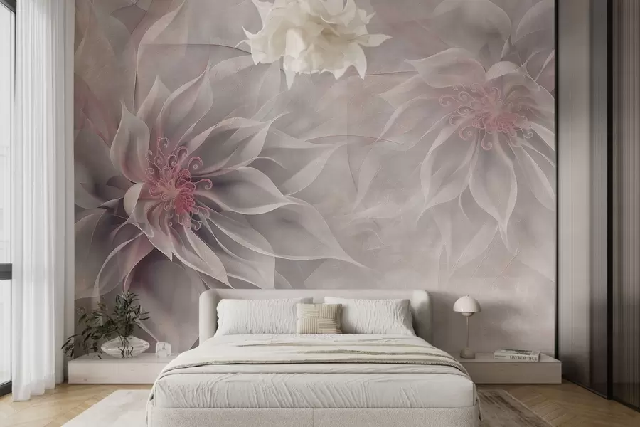 wall murals Translucent flowers w01893