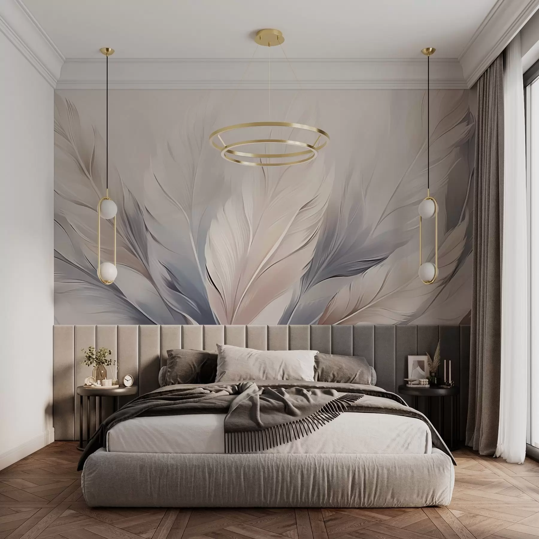 wall murals Airy light feathers w02213