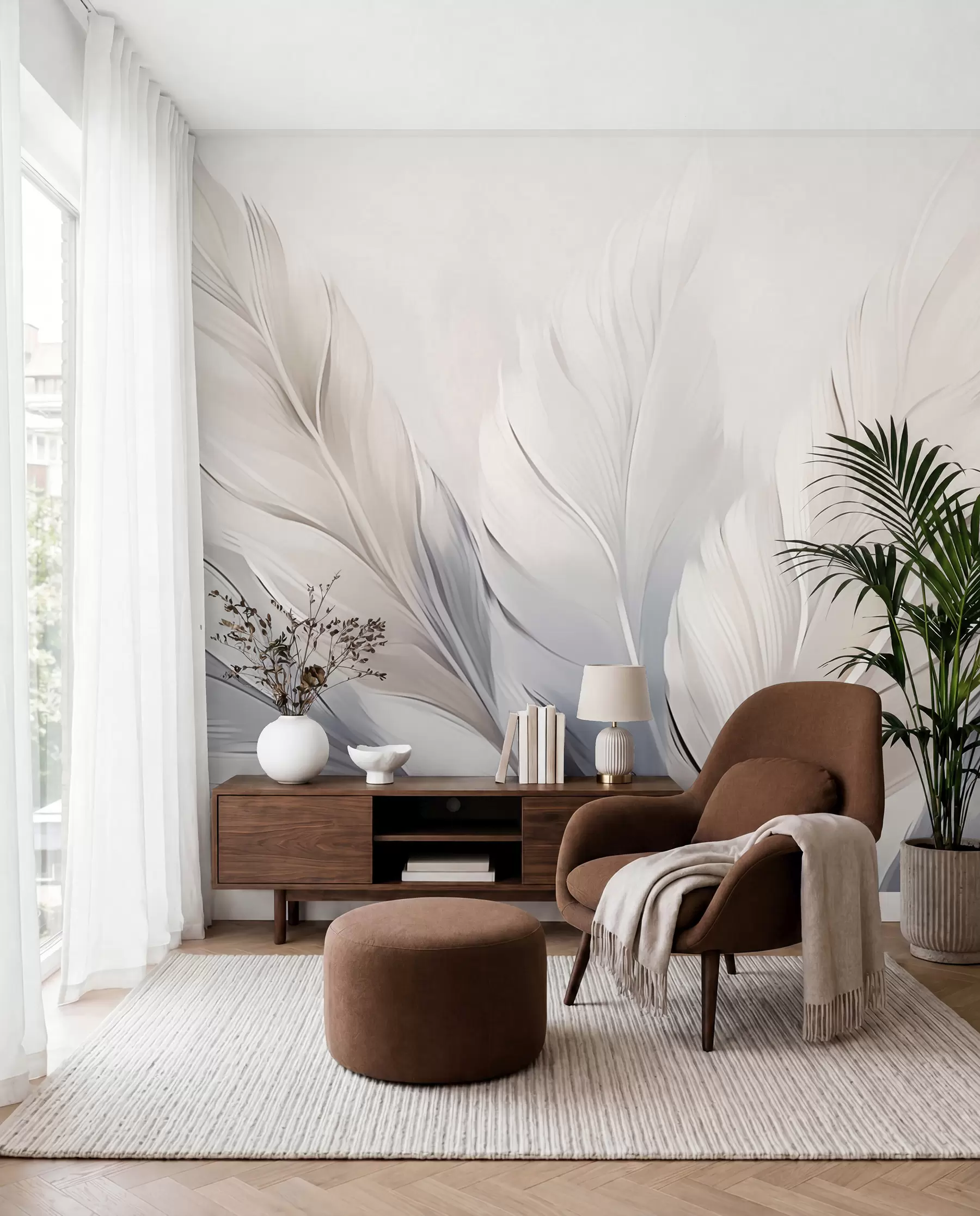 wall murals Pearl Feathers w02213