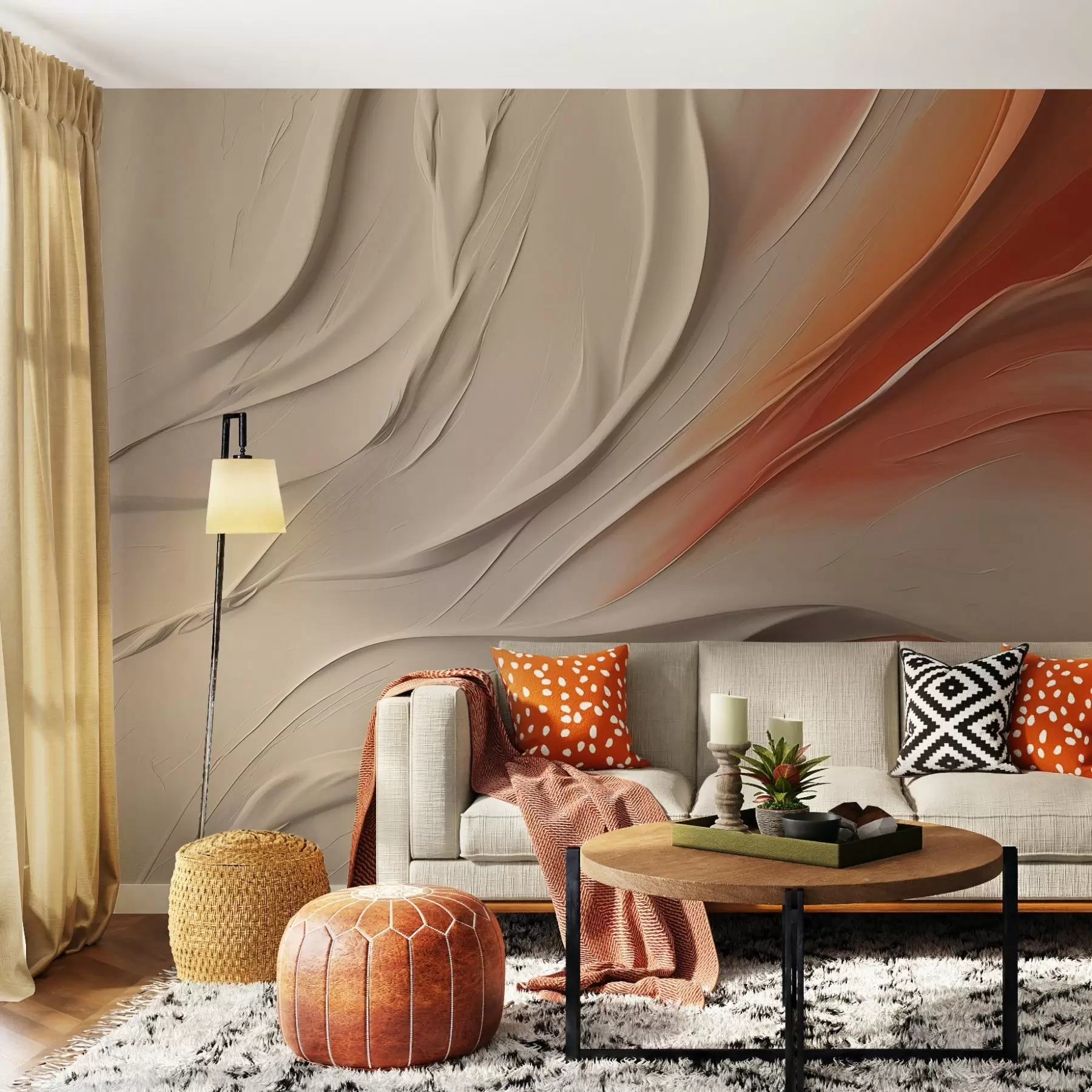 wall murals Abstract background, beige, red, orange shade w02231