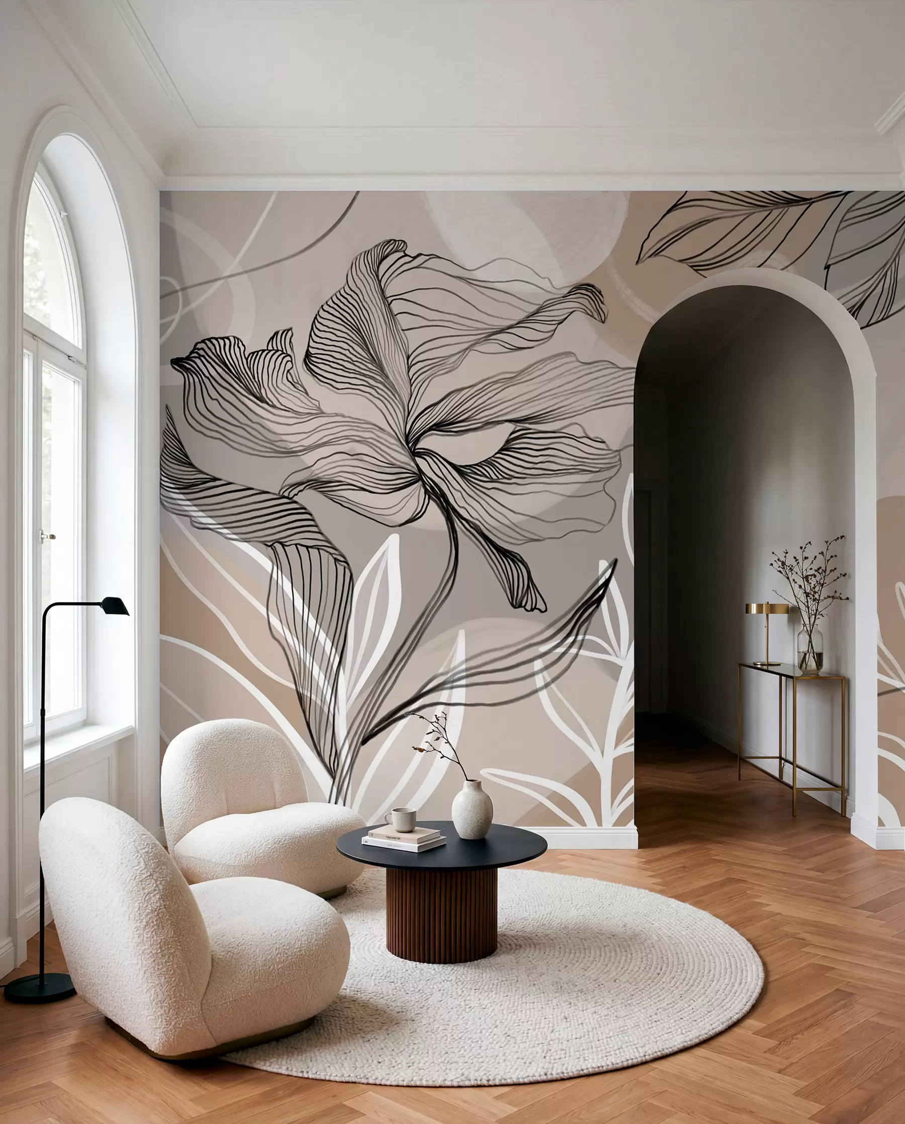 wall murals Drawn Petal Lines w08413