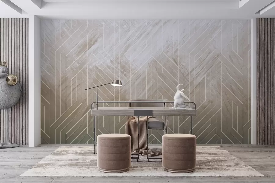 wall murals Geometric abstract background with diagonal lines and gradient effect in shades of brown w08433v1
