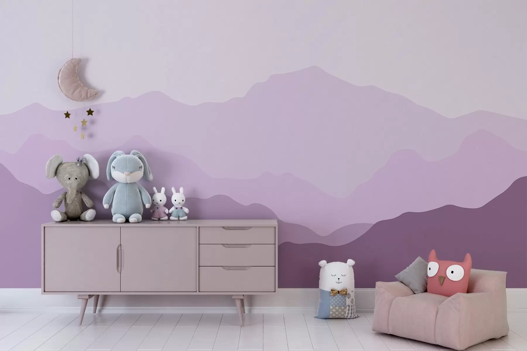 wall murals Coloured mountain in purple and pink shades w02244