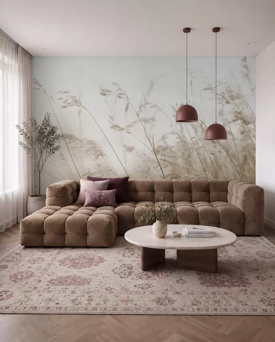 wall murals Field grasses at a foggy dawn w02250