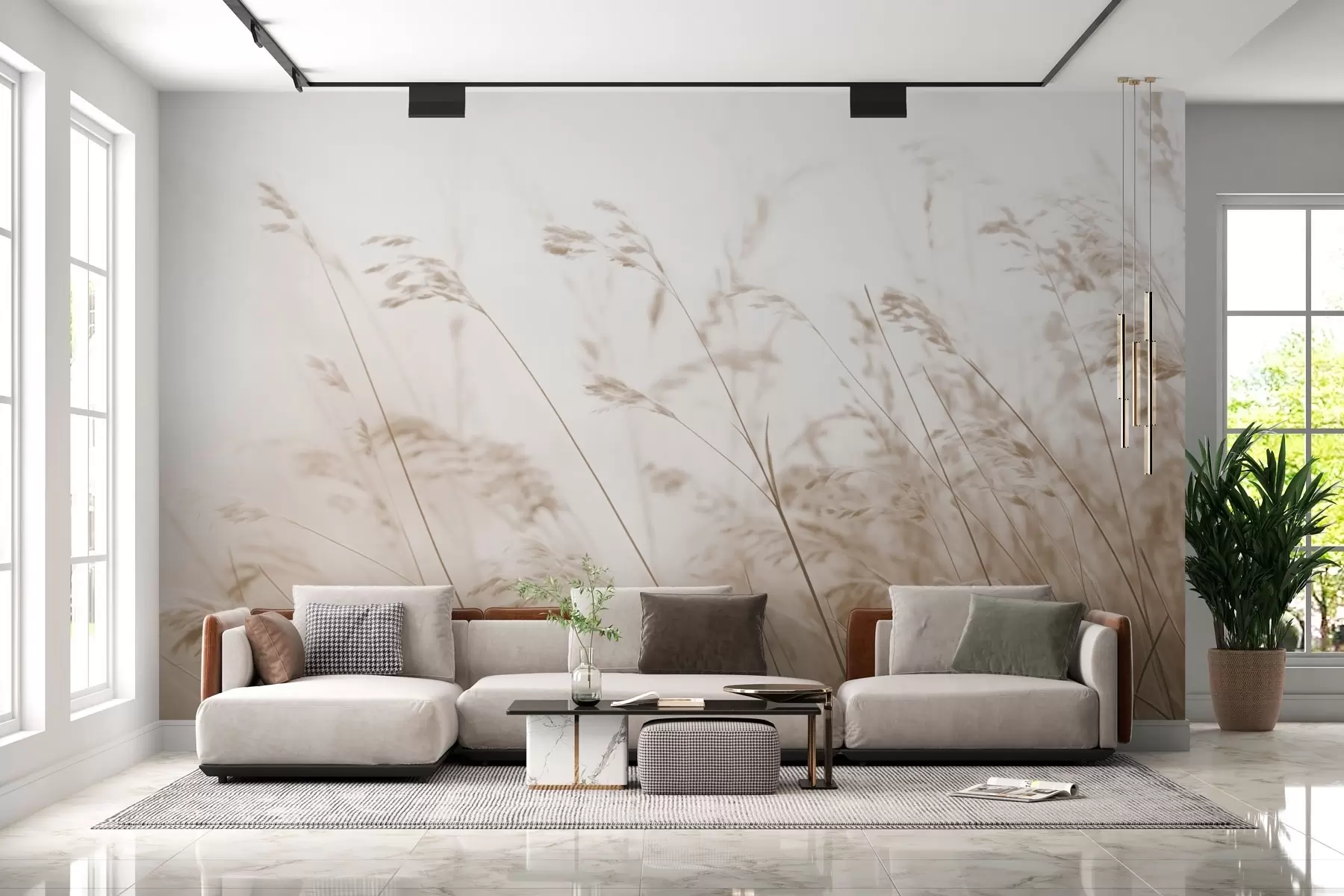 wall murals Field grasses at a foggy dawn w02250