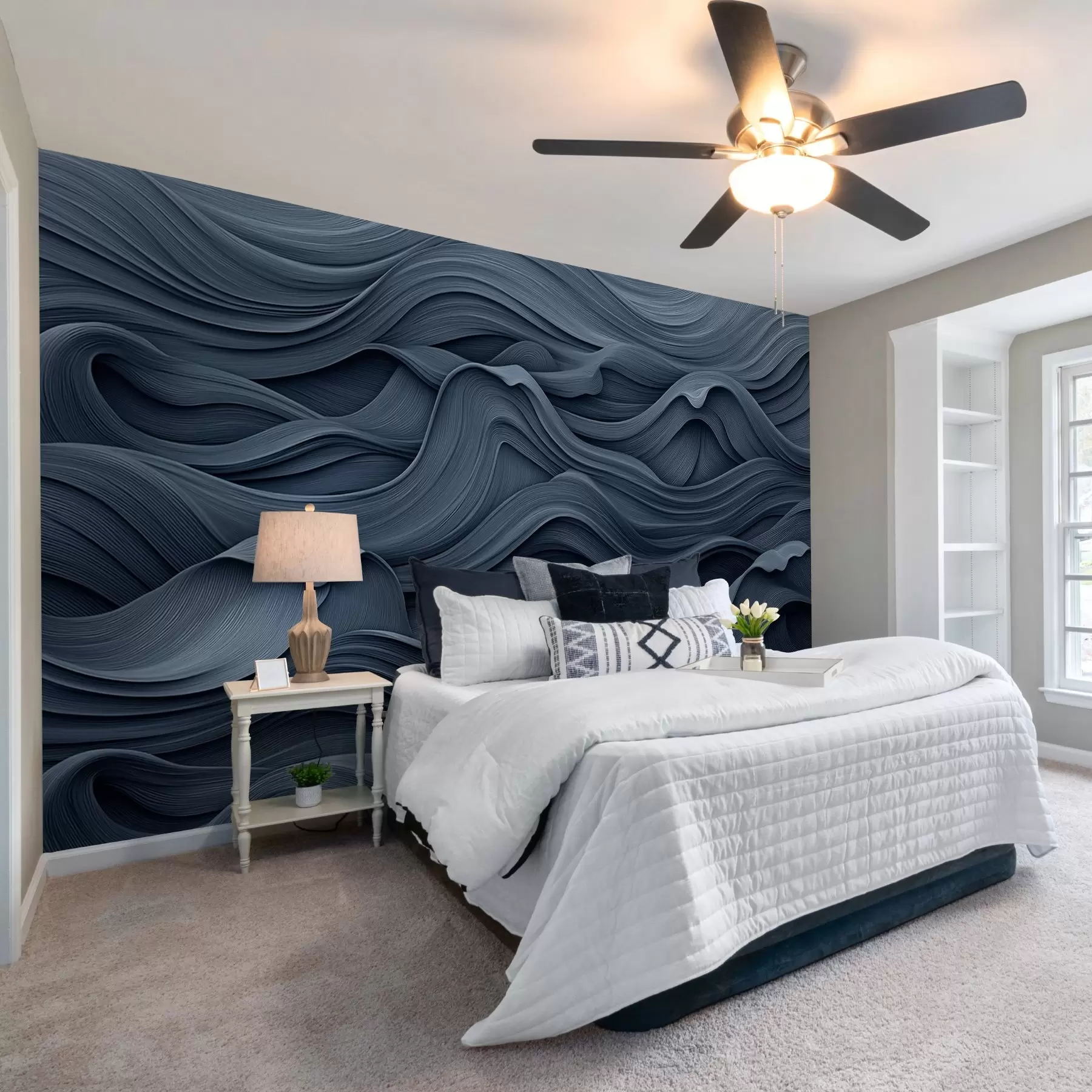wall murals Dark blue waves w02311
