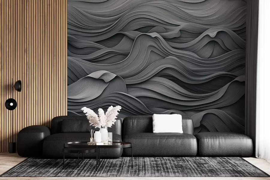 wall murals Dark gray waves w02311v1