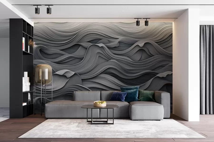 wall murals Dark gray waves w02311v1